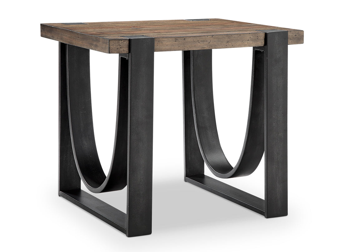 Bowden Rustic Honey And Distressed Iron Rectangular End Table - T4635-03