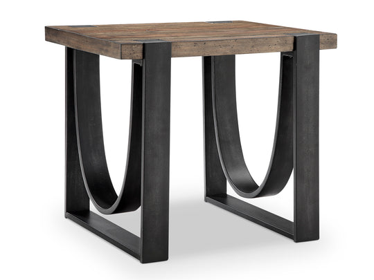 Bowden Rustic Honey And Distressed Iron Rectangular End Table - T4635-03