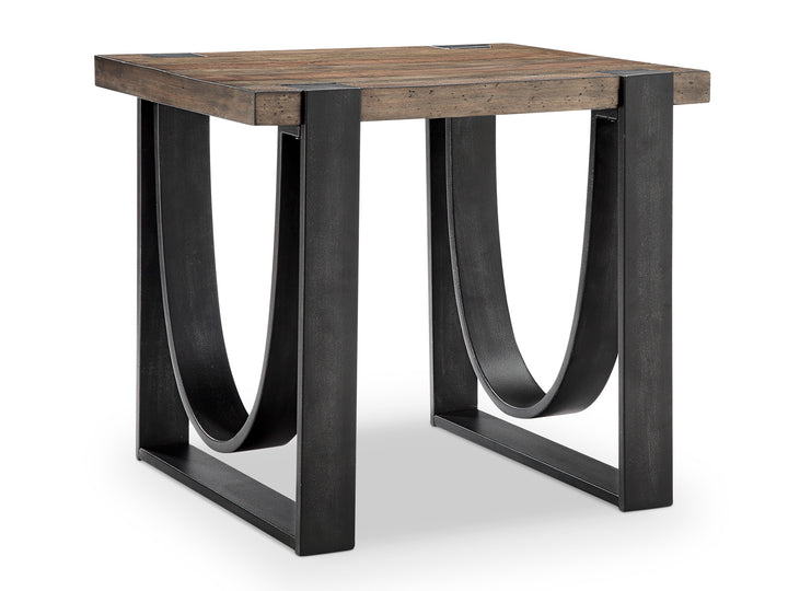 Bowden Rustic Honey And Distressed Iron Rectangular End Table - T4635-03