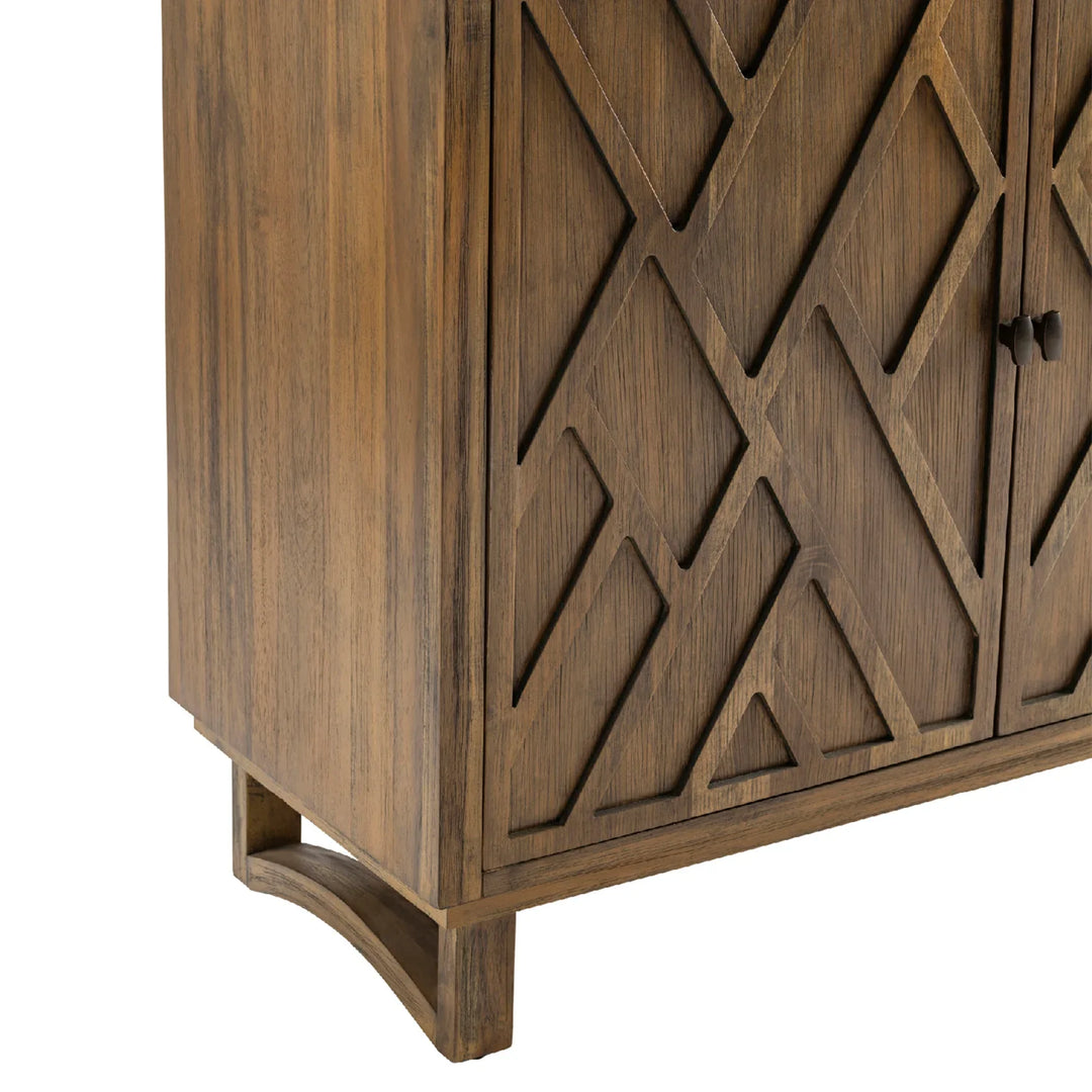 Two-Door Wood Cabinet With Carved Overlay - AmericanHomeFurniture
