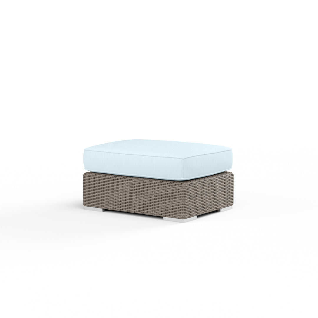 Coronado Ottoman in Canvas Skyline w/ Self Welt