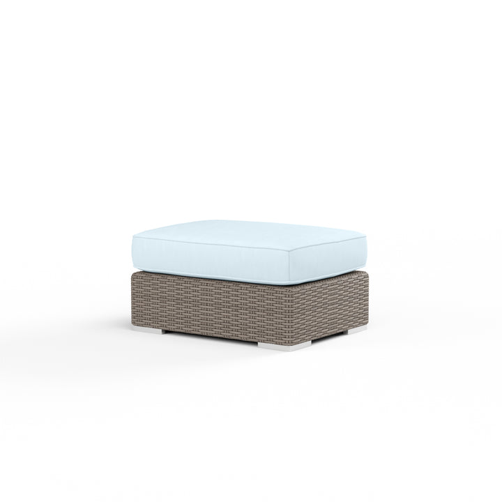 Coronado Ottoman in Canvas Skyline w/ Self Welt
