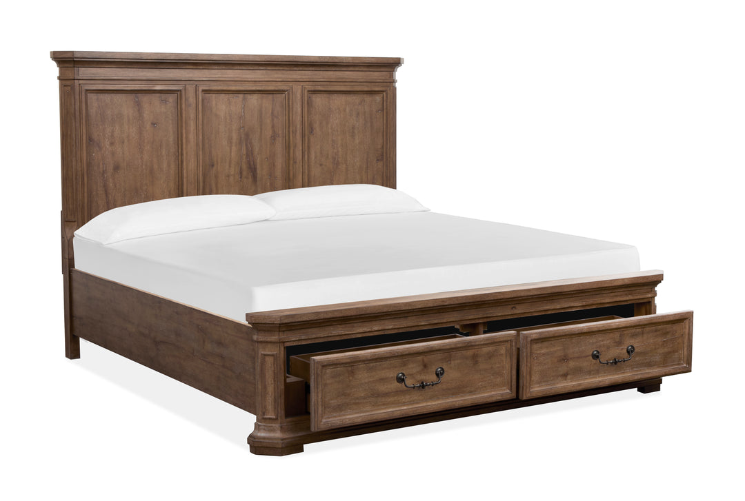 Adler Court Florentine Walnut King Panel Storage Bed - B5991-64A