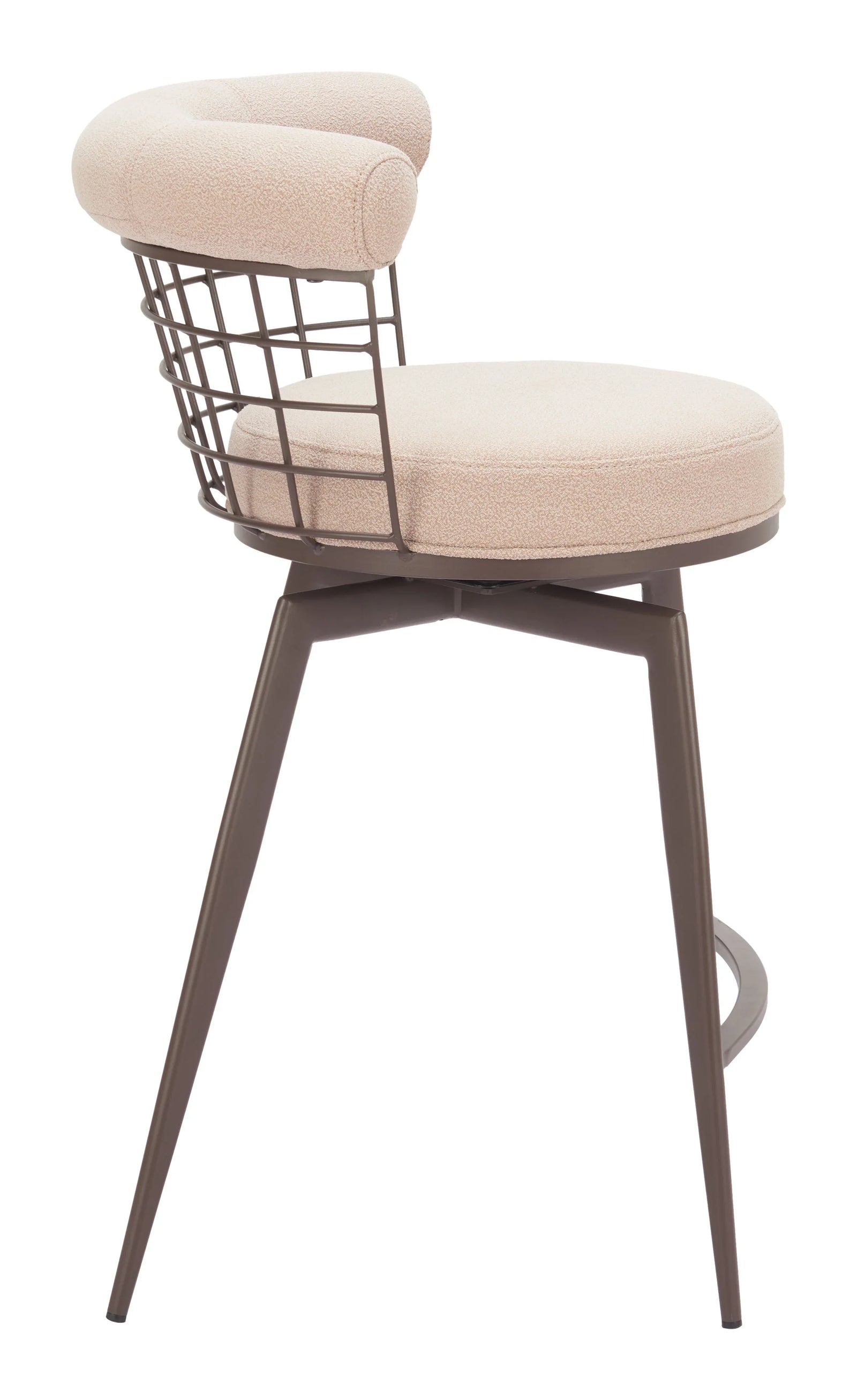 Zuo Saku Swivel Counter Stool Beige & Brown BAR STOOLS + COUNTER STOOLS