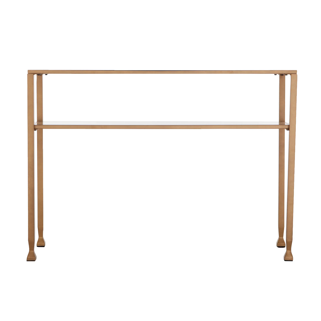 Jaymes Gold Metal and Glass Console Table - AmericanHomeFurniture