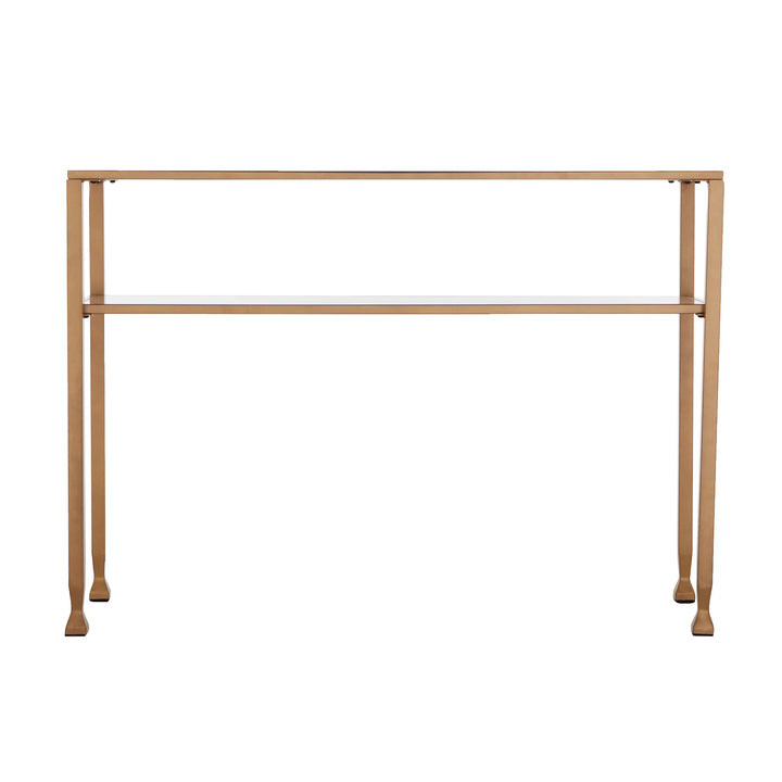 Jaymes Gold Metal and Glass Console Table - AmericanHomeFurniture
