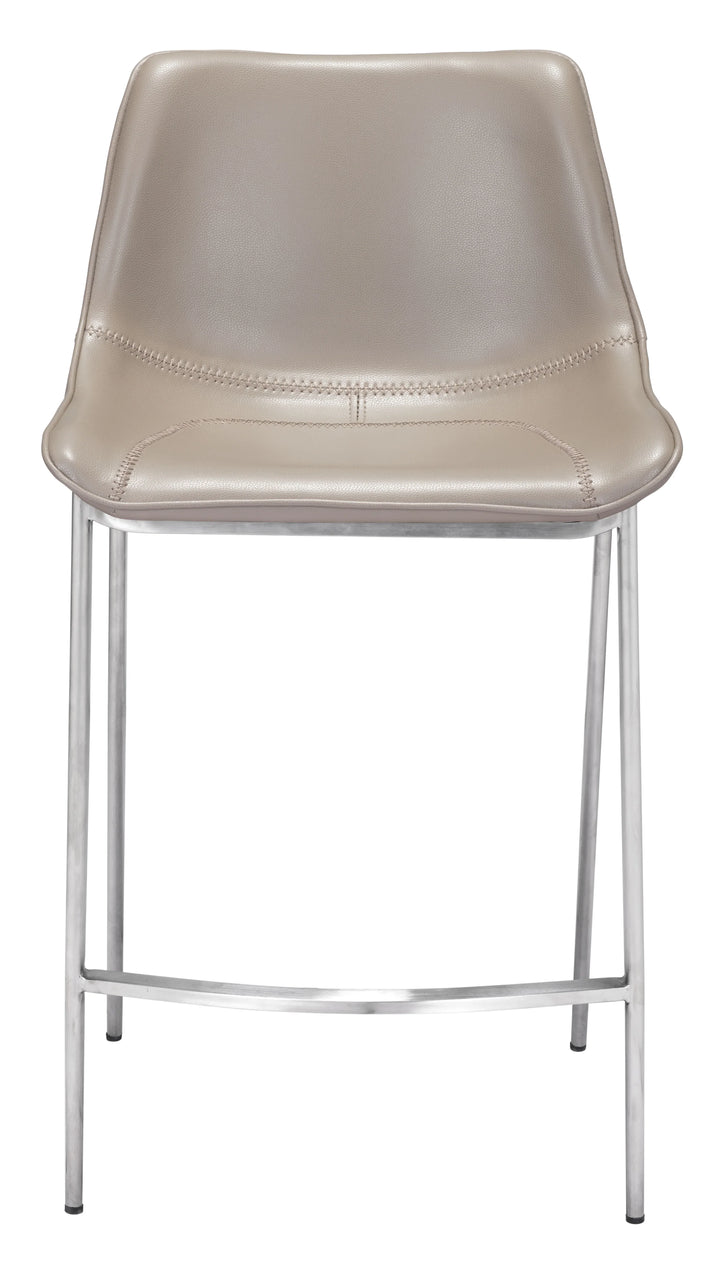 Magnus Counter Stool (Set of 2) Brown & Silver - AmericanHomeFurniture
