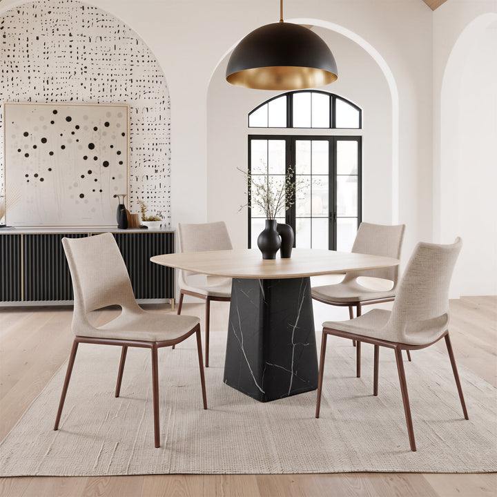 Ace Dining Chair (Set of 2) Beige & Walnut - VIV101282