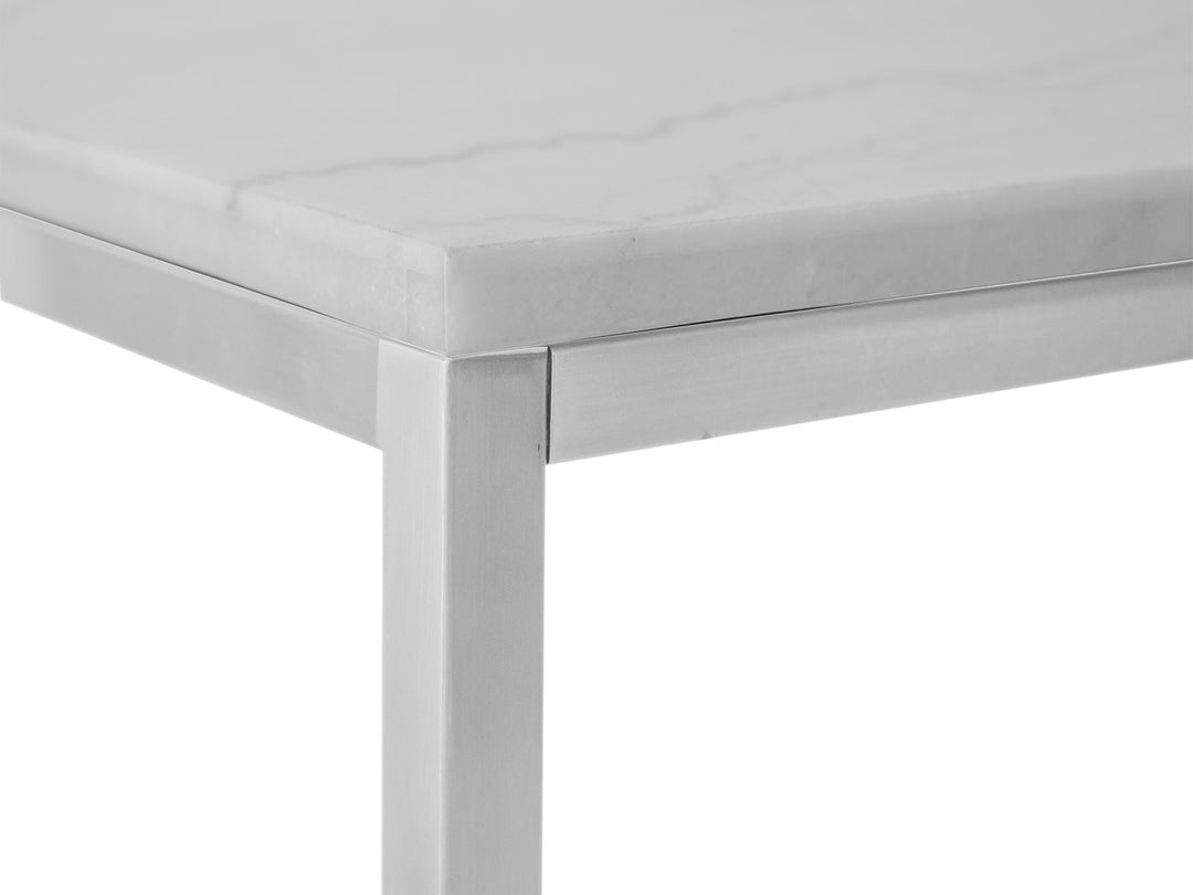 Esme White Marble And Brushed Nickel Rectangular End Table - T5763-03