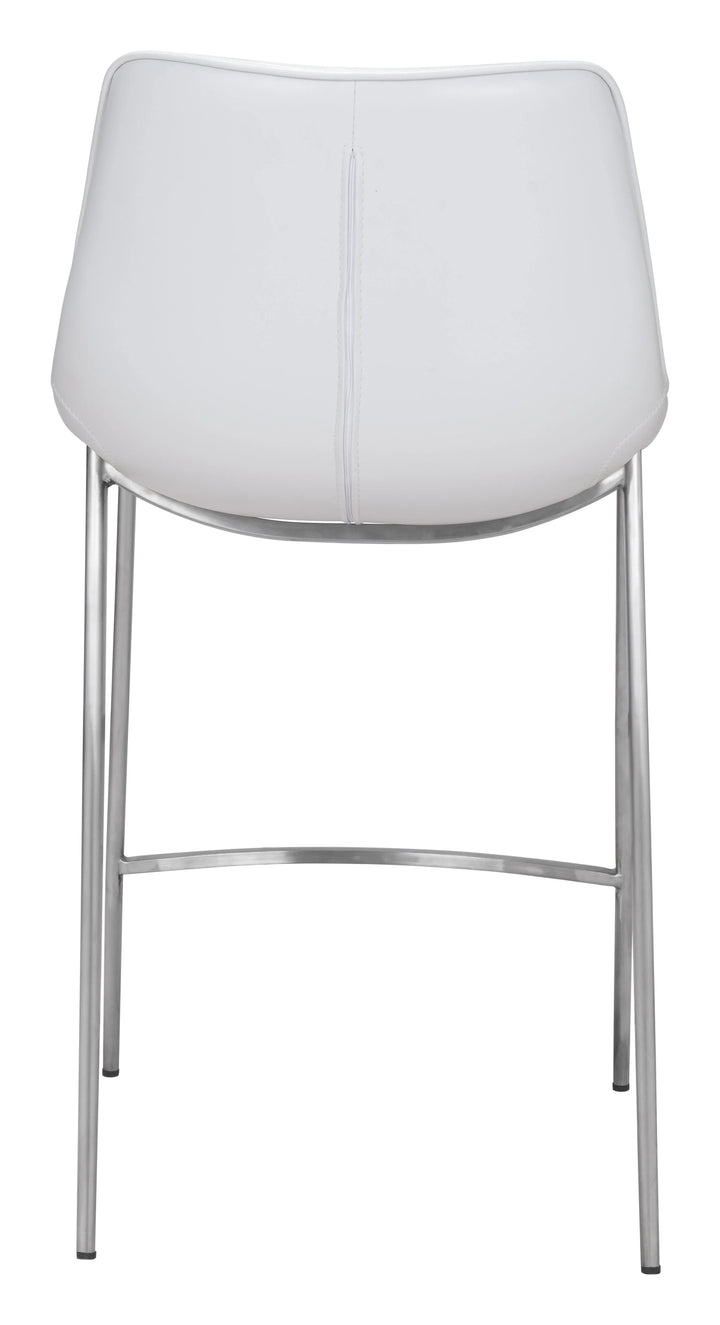 Magnus Counter Stool (Set of 2) White & Silver - AmericanHomeFurniture