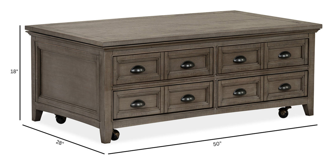Paxton Place Dovetail Grey Lift Top Storage Cocktail Table With Casters - T4805-50