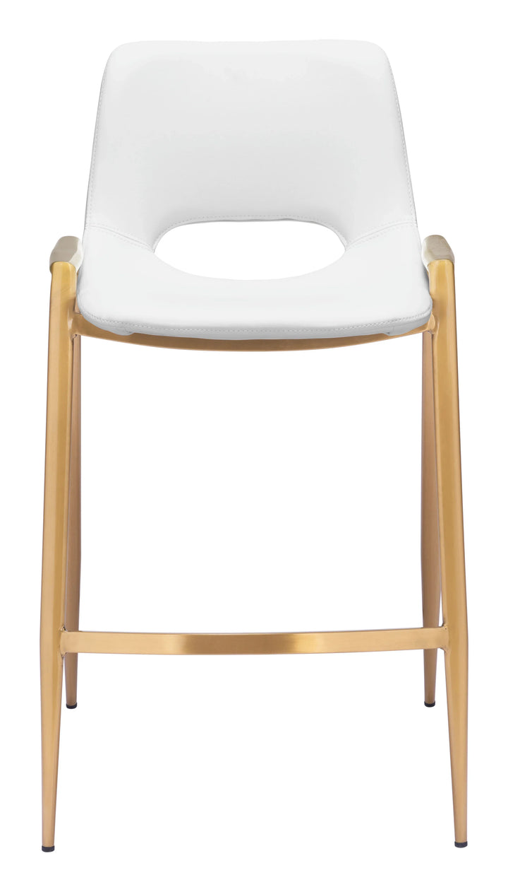 Desi Counter Stool (Set of 2) White & Gold - AmericanHomeFurniture
