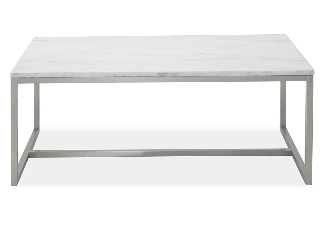 Esme White Marble And Brushed Nickel Rectangular Cocktail Table - T5763-43