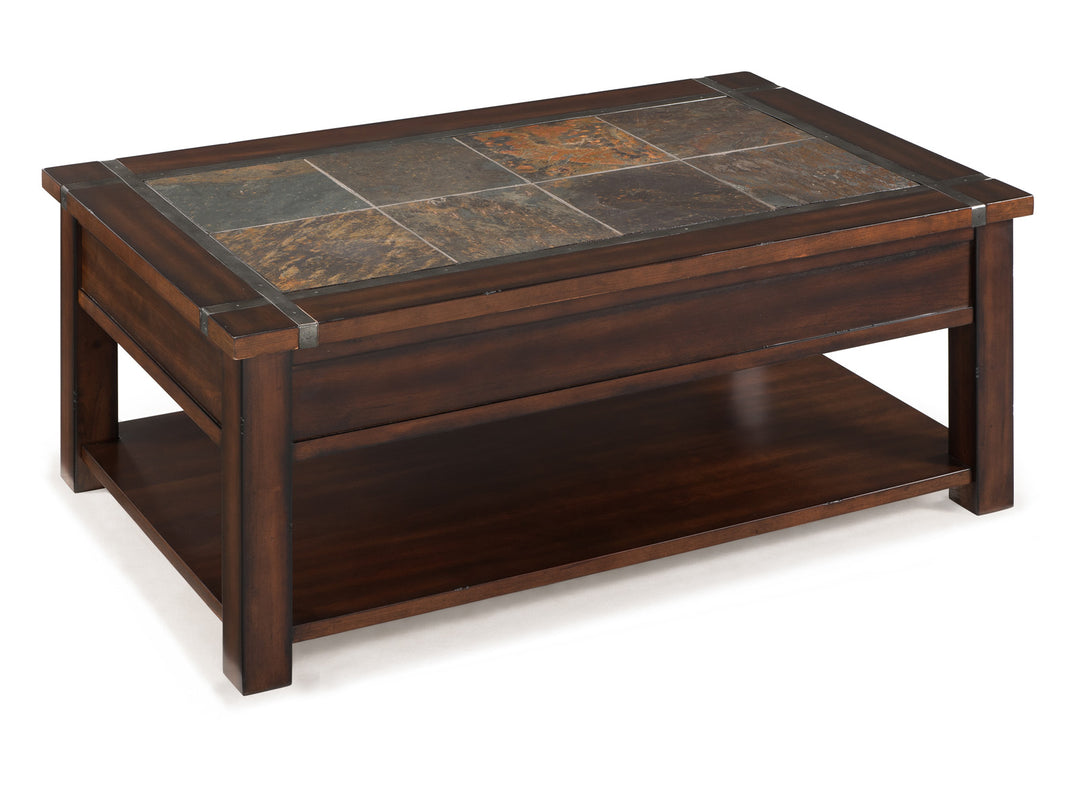 Roanoke Cherry And Slate Rectangular Lift Top Cocktail Table With Casters - T2615-50