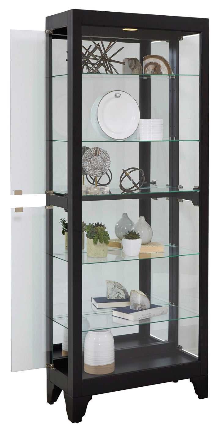 Curios Onyx Black Lighted Gallery Style 5 Shelf Curio Cabinet - 21218