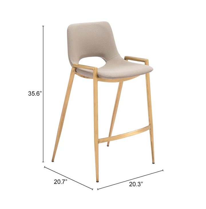 Desi Counter Stool (Set of 2) Beige & Gold - AmericanHomeFurniture