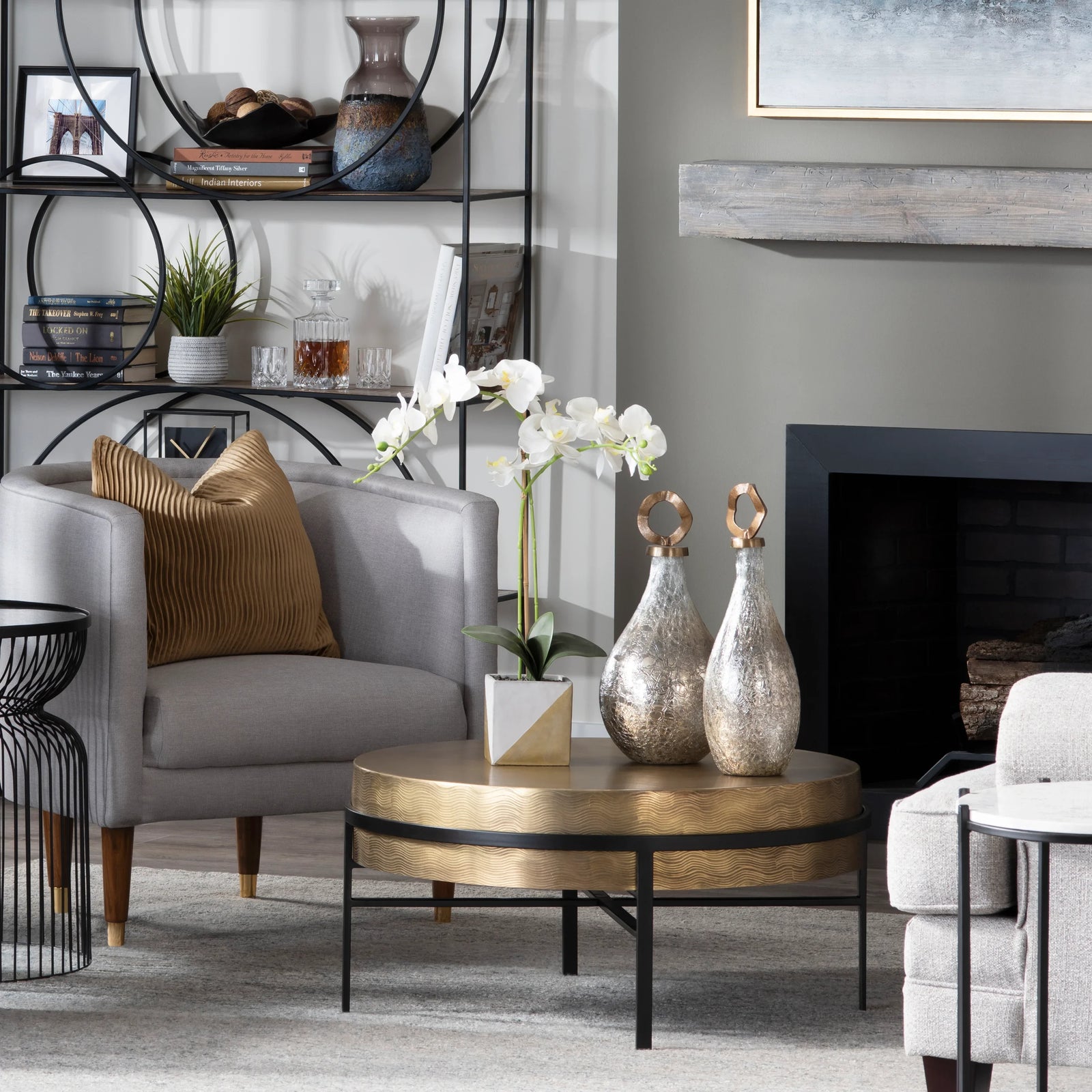 Crestview Collection Hudson Textured Brass Cocktail Table COFFEE TABLES