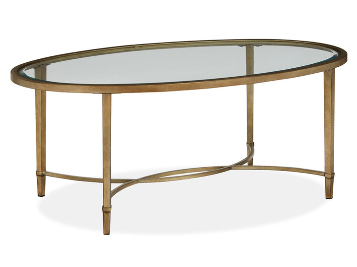 Copia Antiqued Silver With Gold Tint Oval Cocktail Table - T2114-47