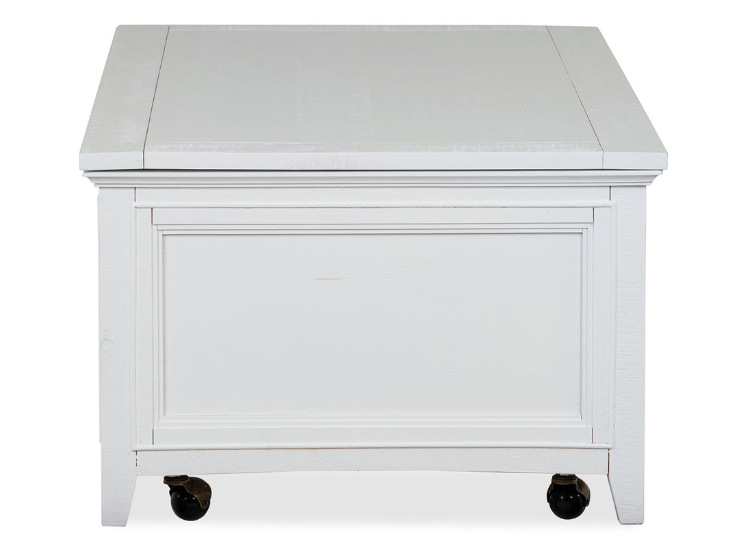 Heron Cove Chalk White Lift Top Storage Cocktail Table With Casters - T4400-50
