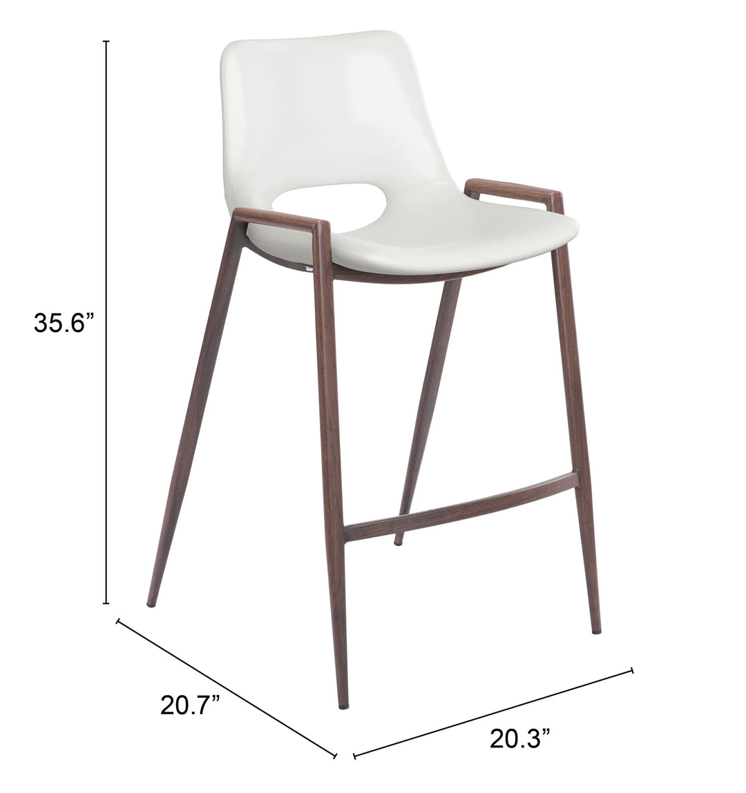 Desi Counter Stool (Set of 2) White & Walnut - AmericanHomeFurniture