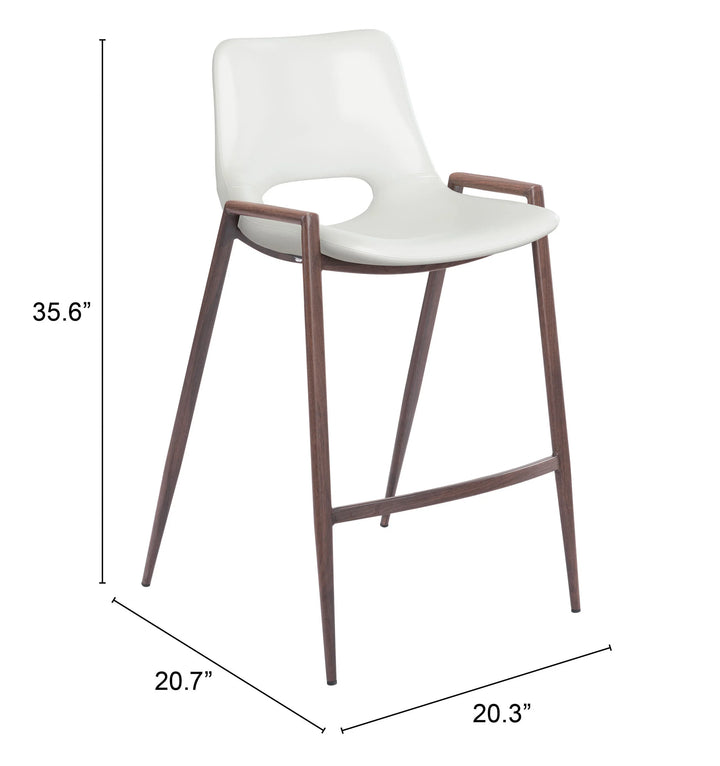 Desi Counter Stool (Set of 2) White & Walnut - AmericanHomeFurniture