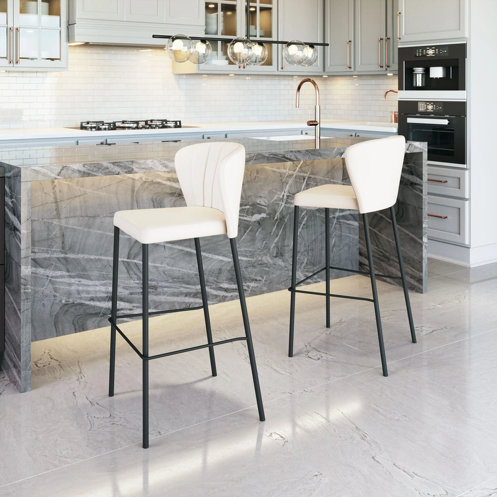 Linz Barstool (Set of 2) Cream - AmericanHomeFurniture