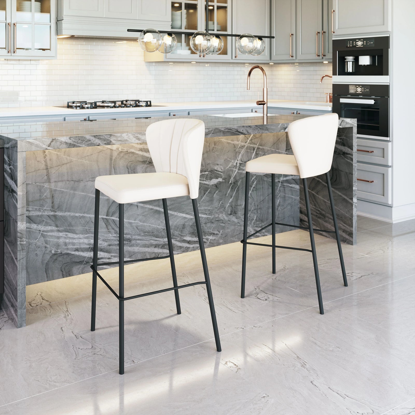 Zuo Linz Barstool (Set of 2) Cream BAR STOOLS + COUNTER STOOLS