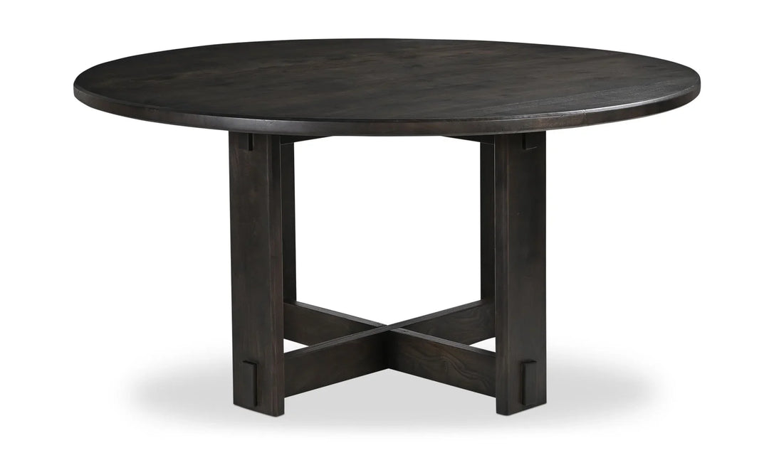 Glenn Round Dining Table Dark Brown - AmericanHomeFurniture