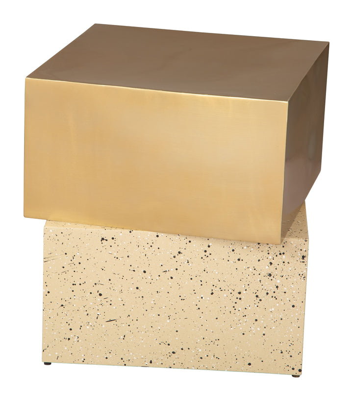 Cinza Side Table Gold & Beige - 110146
