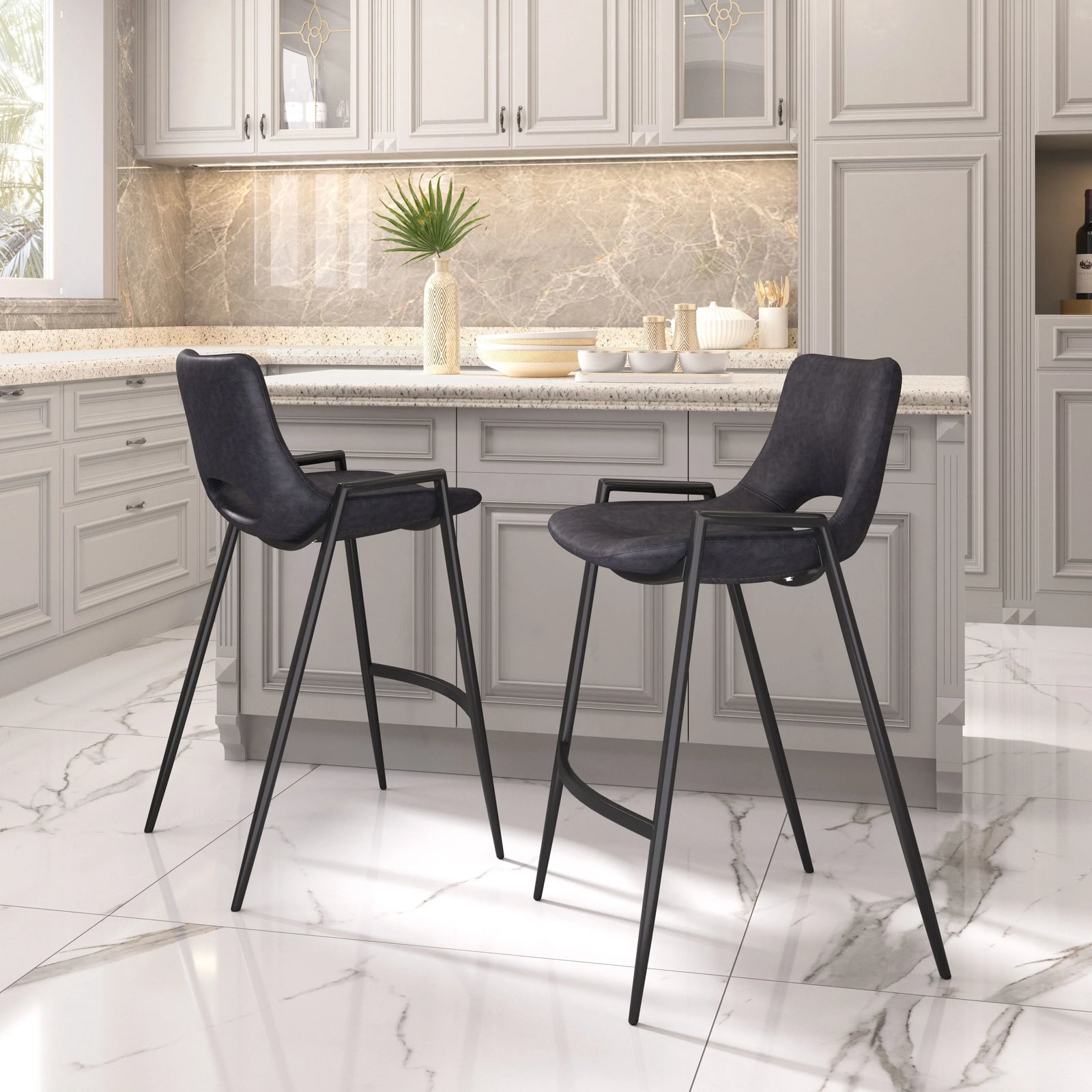 Zuo Desi Counter Stool (Set of 2) Black BAR STOOLS + COUNTER STOOLS