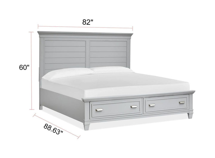 Charleston Harbor Gray King Grey Panel Storage Bed - B5611-65GY
