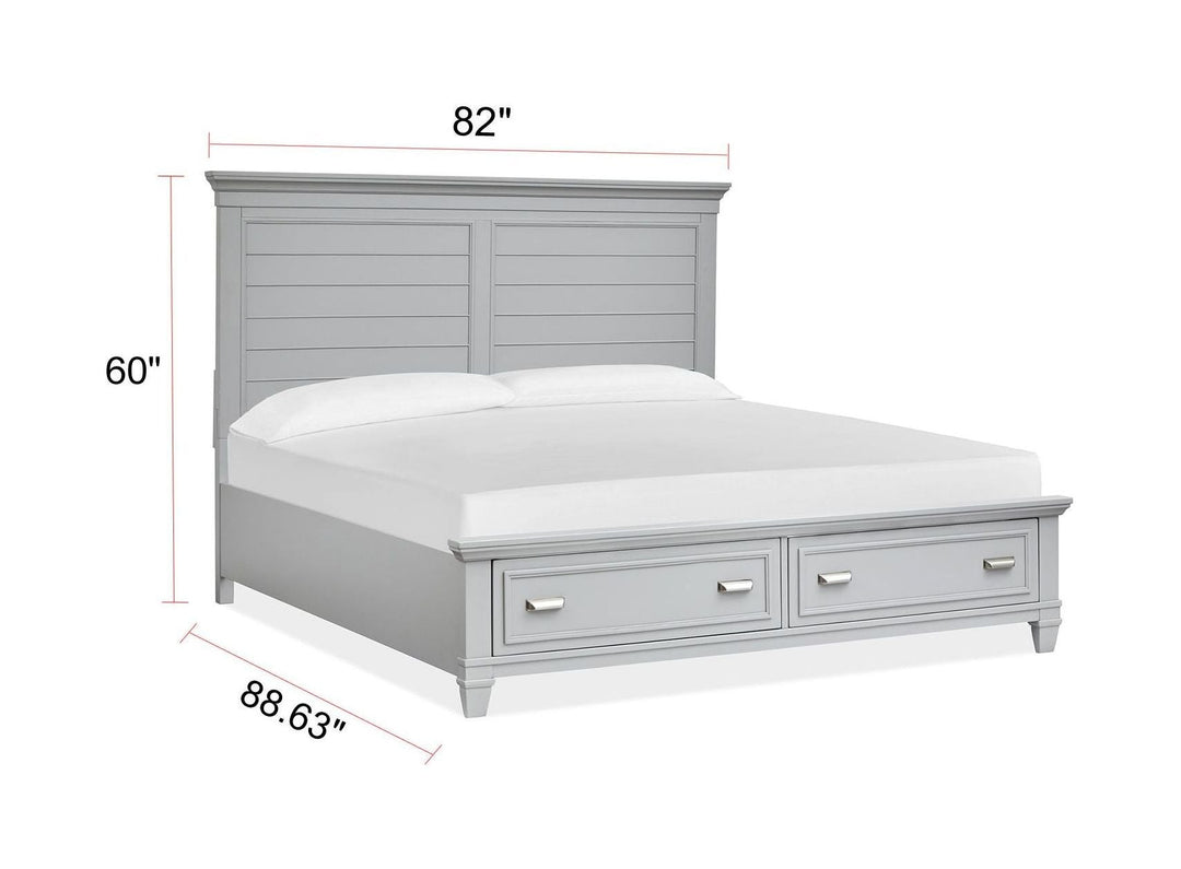 Charleston Harbor Gray Grey Panel Storage Bed