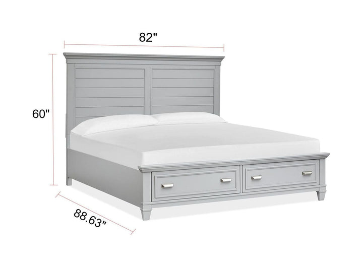 Charleston Harbor Gray Grey Panel Storage Bed