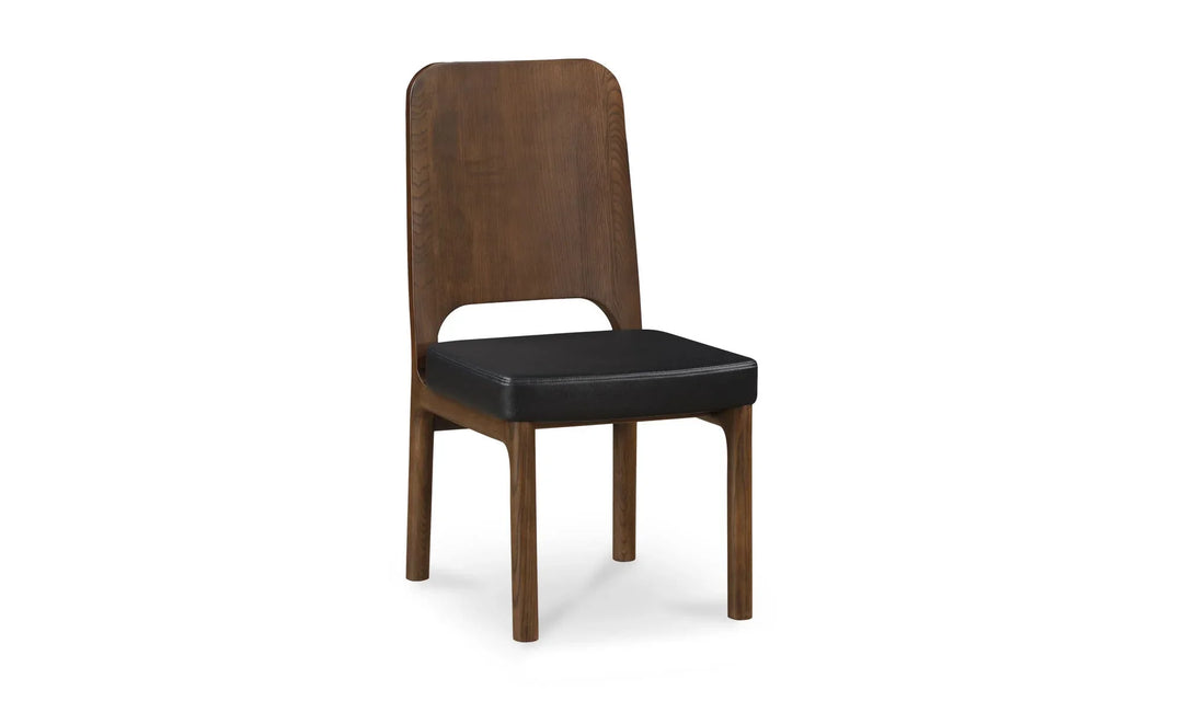 Kerr Dining Chair Walnut Stained Black Vegan Leather - Set Of Two - AmericanHomeFurniture
