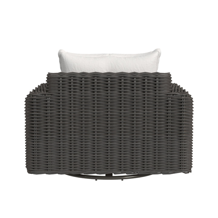 Cabo Oversized Swivel Club Chair in Soothe Pearl w/ Flange Welt