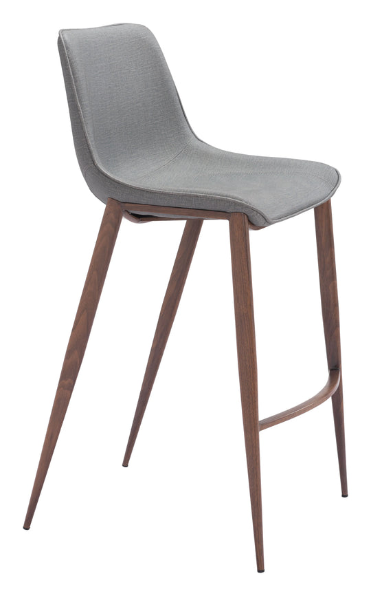 Zuo Magnus Barstool (Set of 2) Slate Gray & Walnut BAR STOOLS + COUNTER STOOLS
