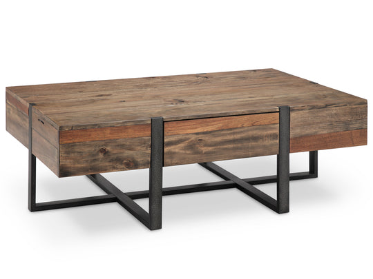Prescott Rustic Honey And Distressed Iron Rectangular Cocktail Table - T4344-43