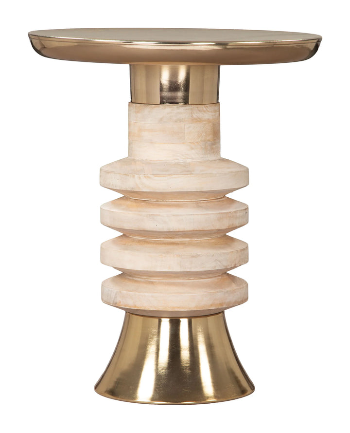 Ringar Side Table Gold & Natural - AmericanHomeFurniture
