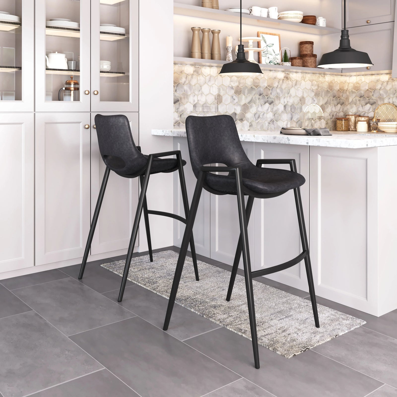 Zuo Desi Barstool (Set of 2) Black BAR STOOLS + COUNTER STOOLS