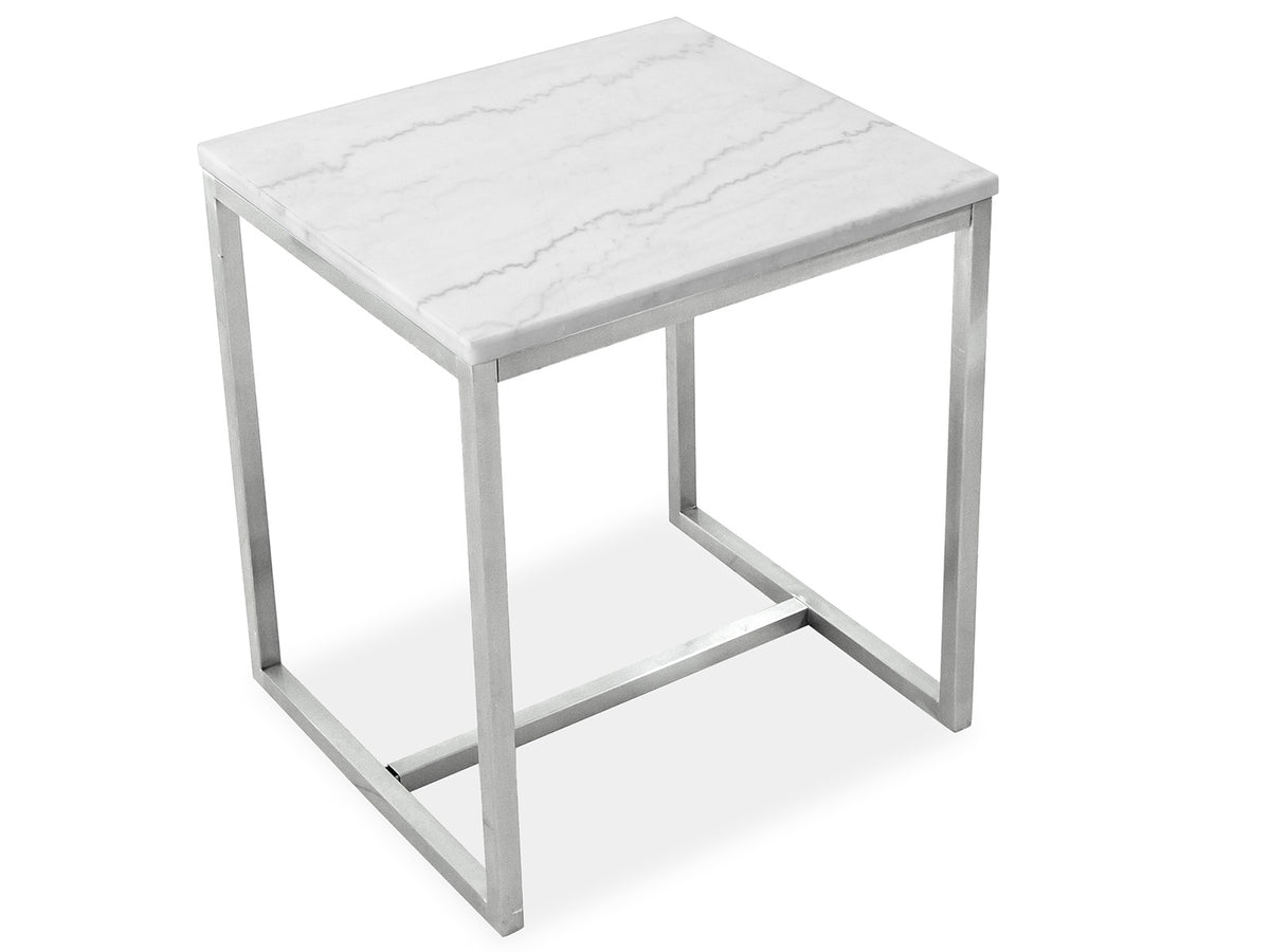 Esme White Marble And Brushed Nickel Rectangular End Table - T5763-03