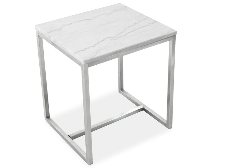Esme White Marble And Brushed Nickel Rectangular End Table - T5763-03