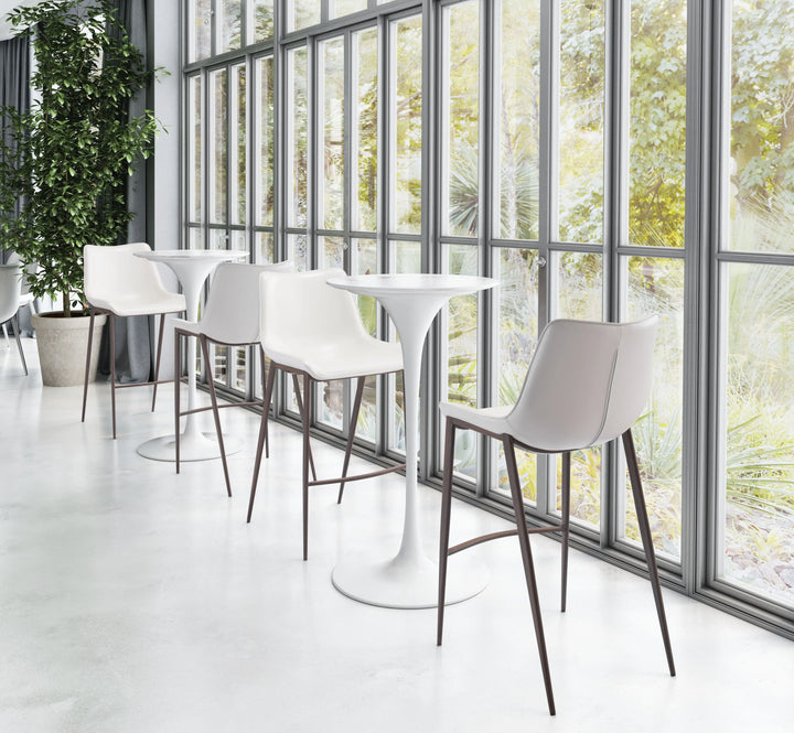 Magnus Barstool (Set of 2) White & Walnut - AmericanHomeFurniture