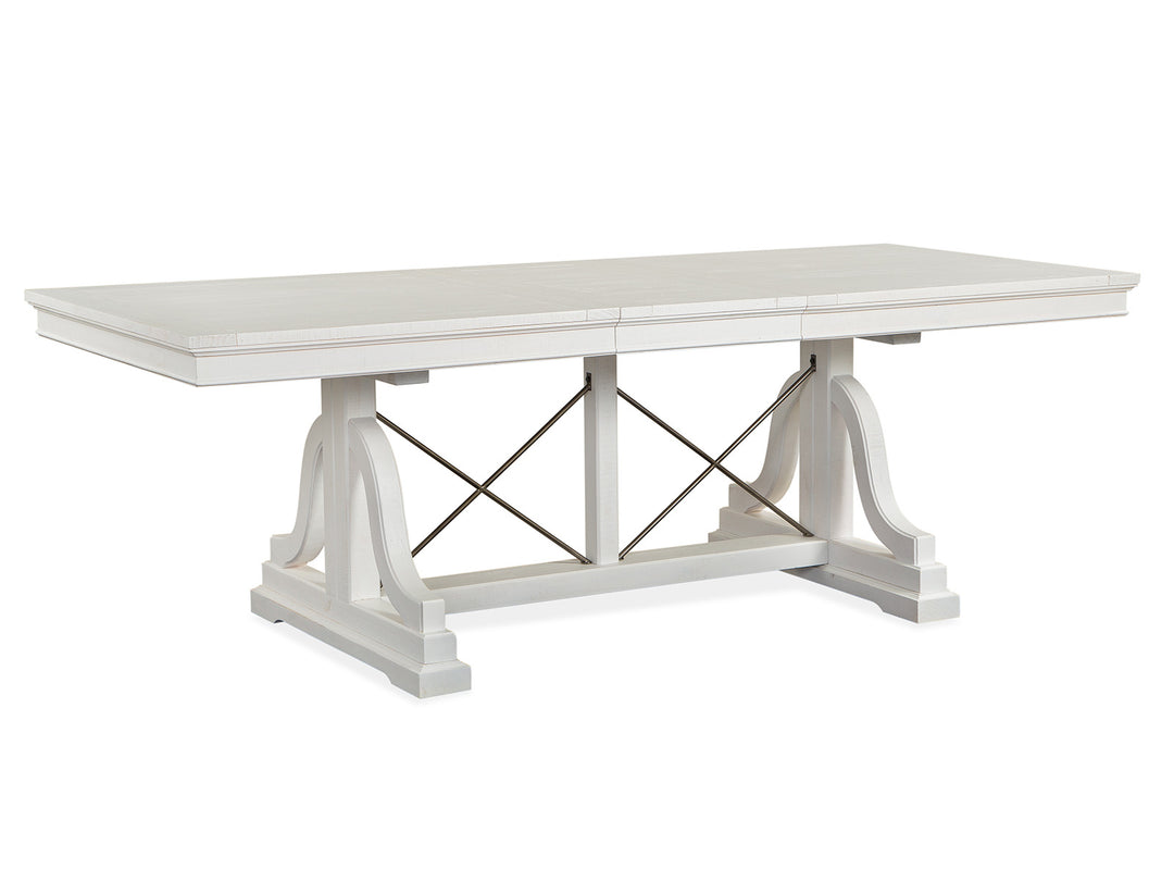 Heron Cove Chalk White And Dovetail Grey Extendable Trestle Dining Table - D4400-25