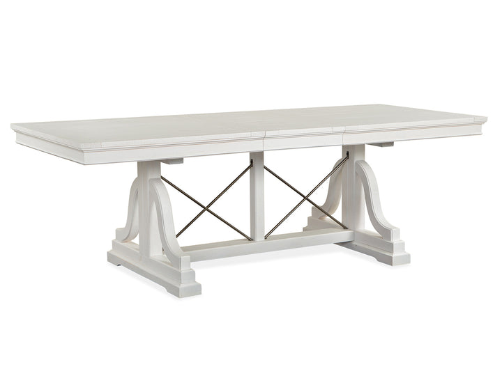 Heron Cove Chalk White And Dovetail Grey Extendable Trestle Dining Table - D4400-25