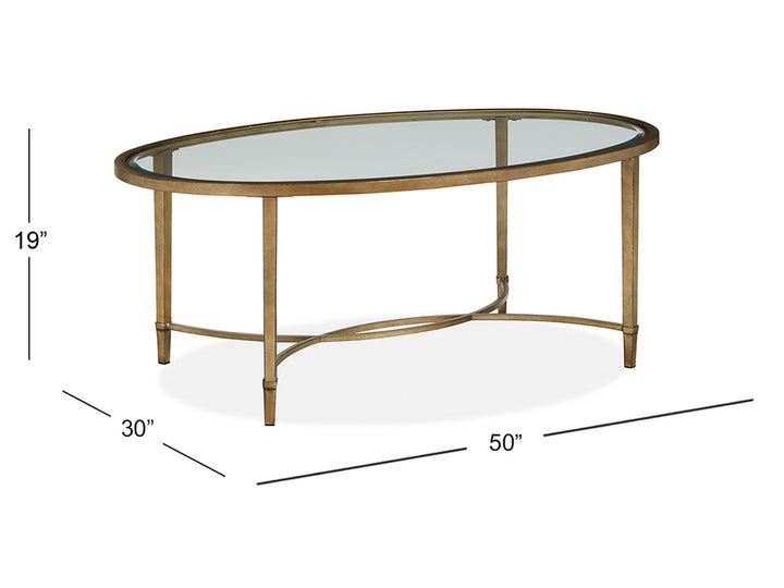 Copia Antiqued Silver With Gold Tint Oval Cocktail Table - T2114-47