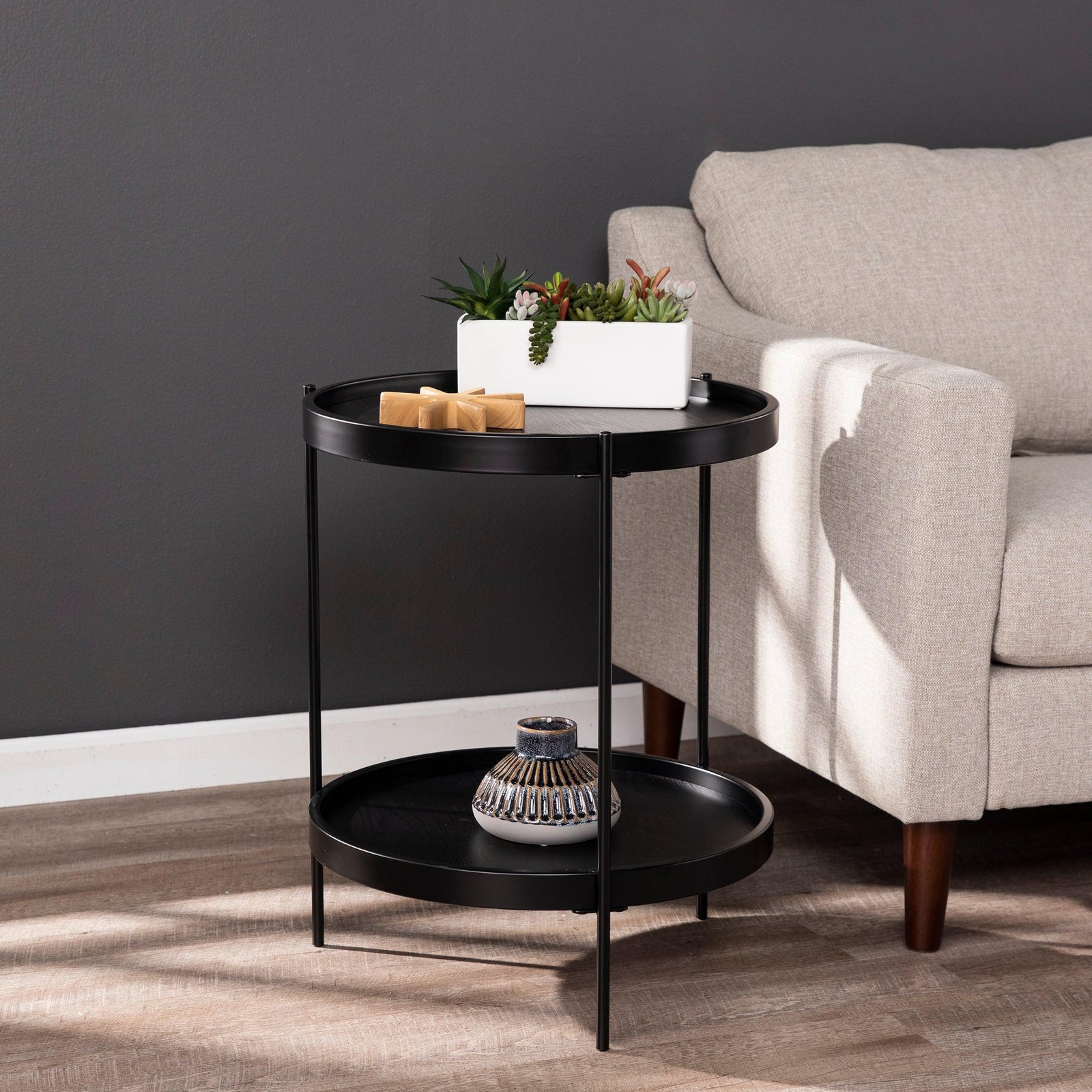 SEI Furniture Verlington Round Farmhouse Style End Table ACCENT TABLES