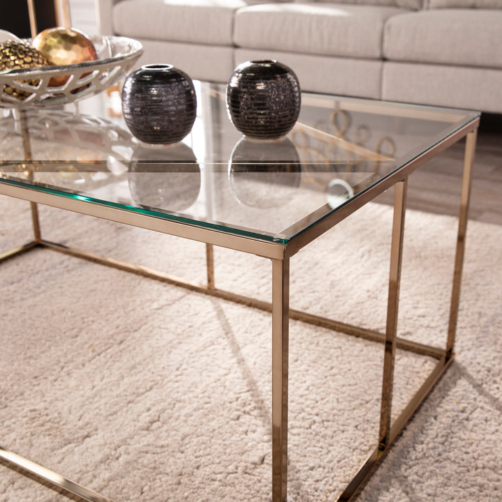 American Home Furniture | SEI Furniture - Nicholance Contemporary Glass-Top Cocktail Table