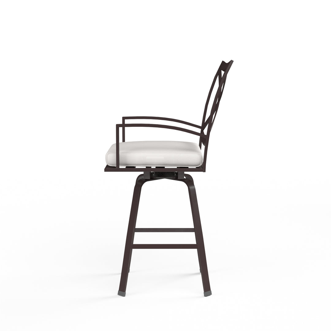 American Home Furniture | Sunset West - La Jolla Swivel Barstool in Canvas Flax w/ Self Welt