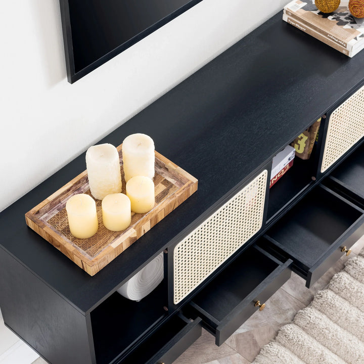 Holly & Martin Simms Midcentury Modern Media Console - Black - AmericanHomeFurniture
