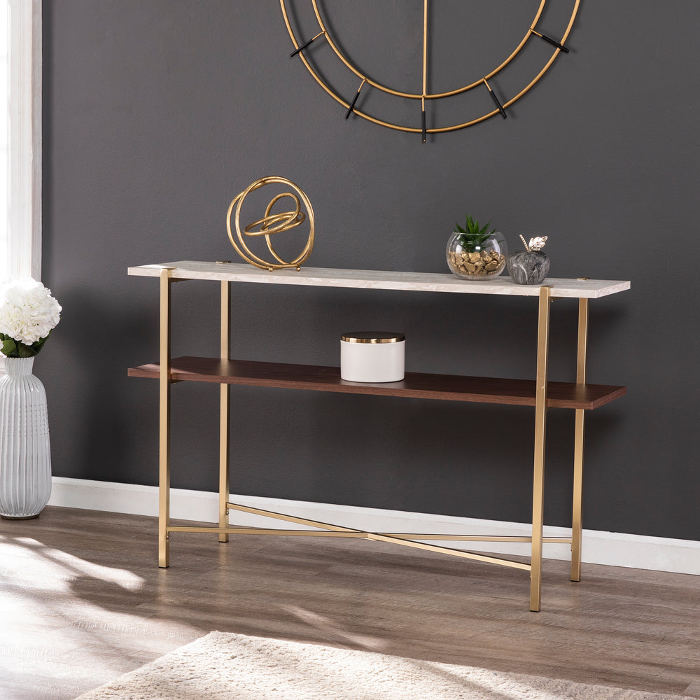 American Home Furniture | SEI Furniture - Ardmillan Faux Marble Console Table w/ Storage